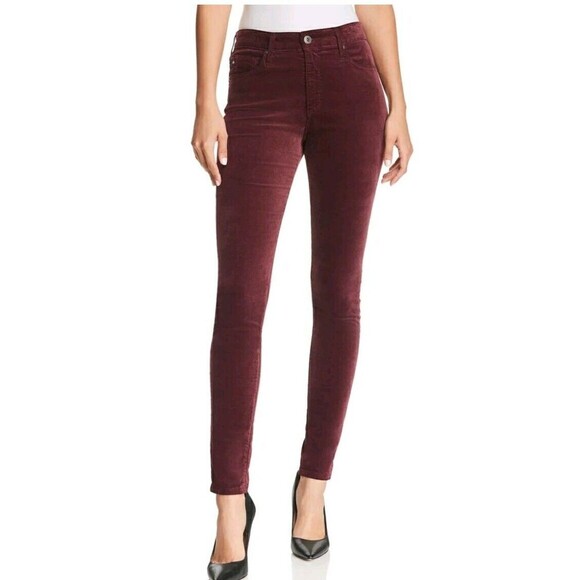 AG Adriano Goldschmied the Stilt Cigarette Leg Skinny Pants 28R Burgundy Stretch - Picture 2 of 11